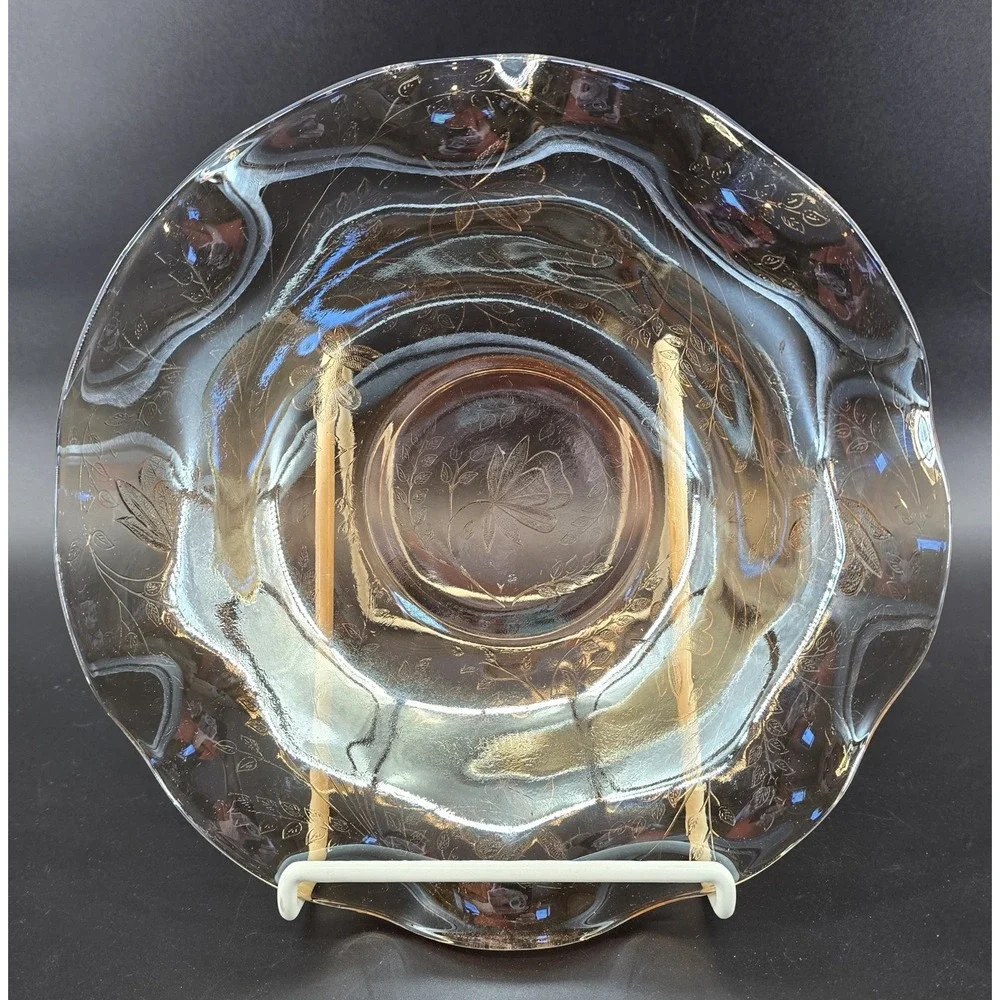Vtg Jeannette Floragold Glass Bowl 9.5